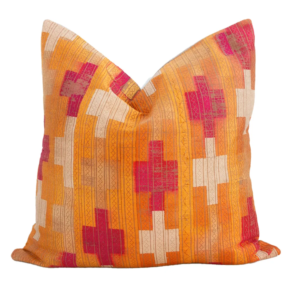 Sahara Sunset Silk Phulkari Pillow - de-cor