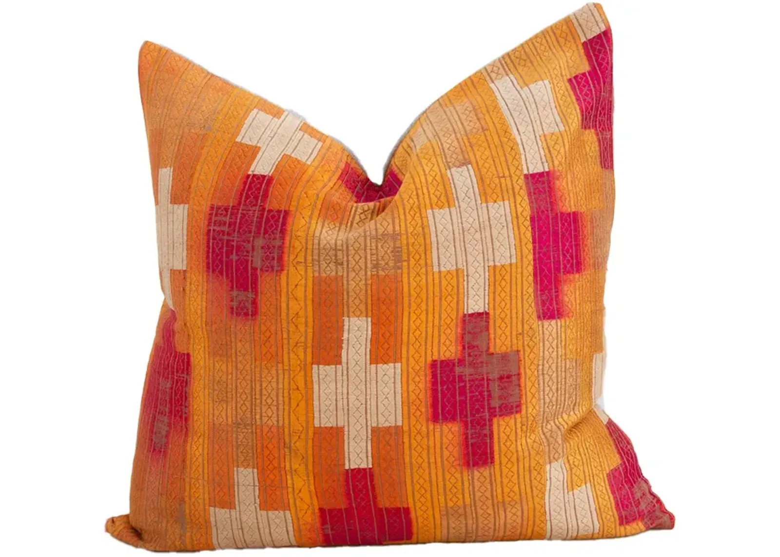 Amber Teak Silk Phulkari Pillow - de-cor