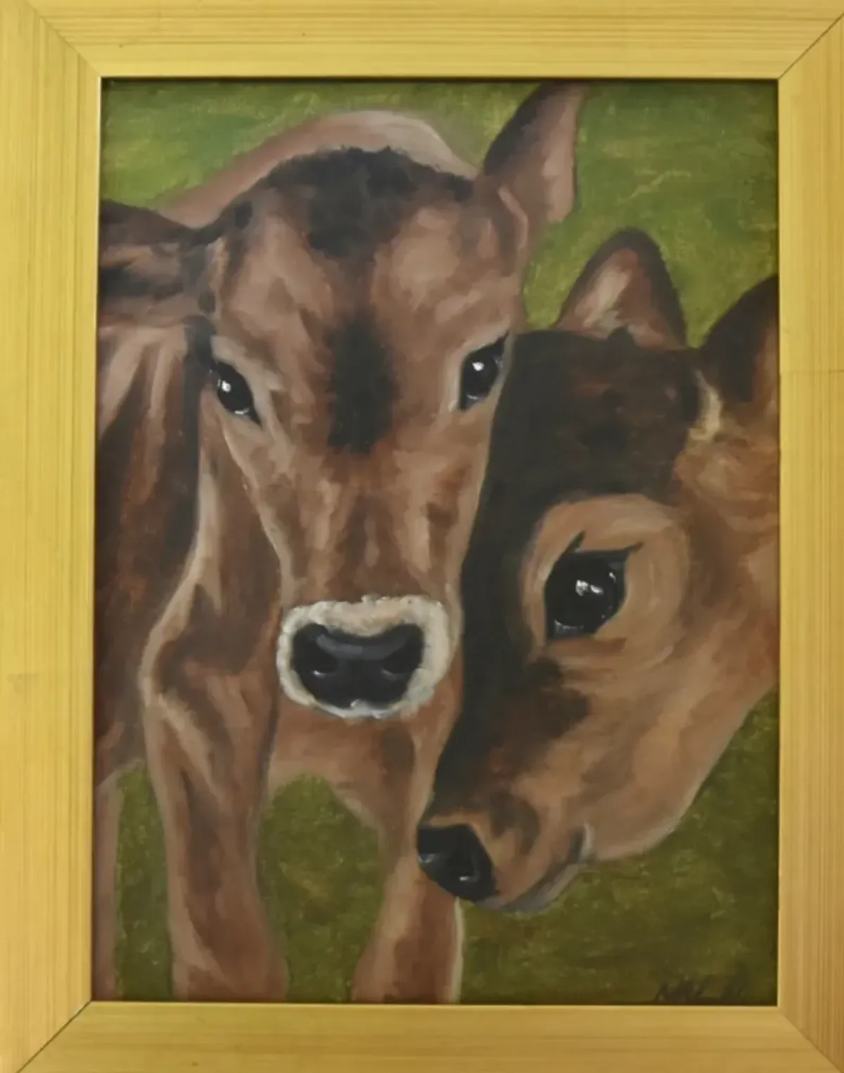 Jersey Dairy Ranch Calves Painting - Brown