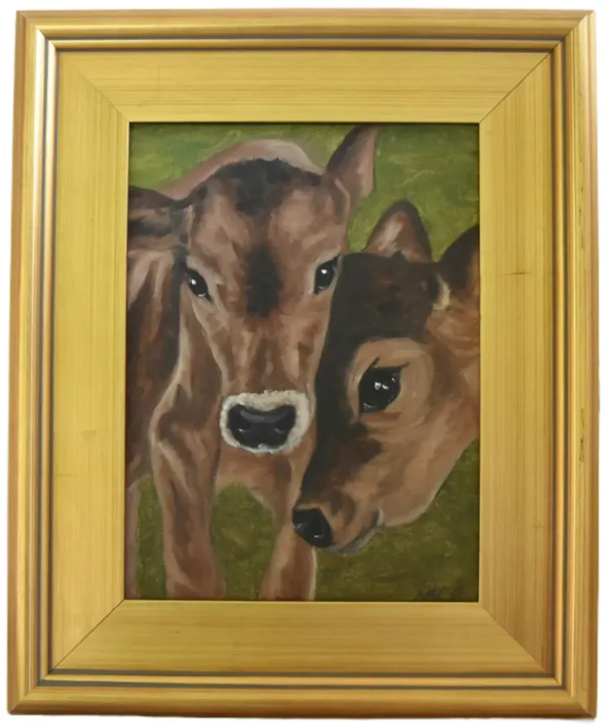 Jersey Dairy Ranch Calves Painting - Brown