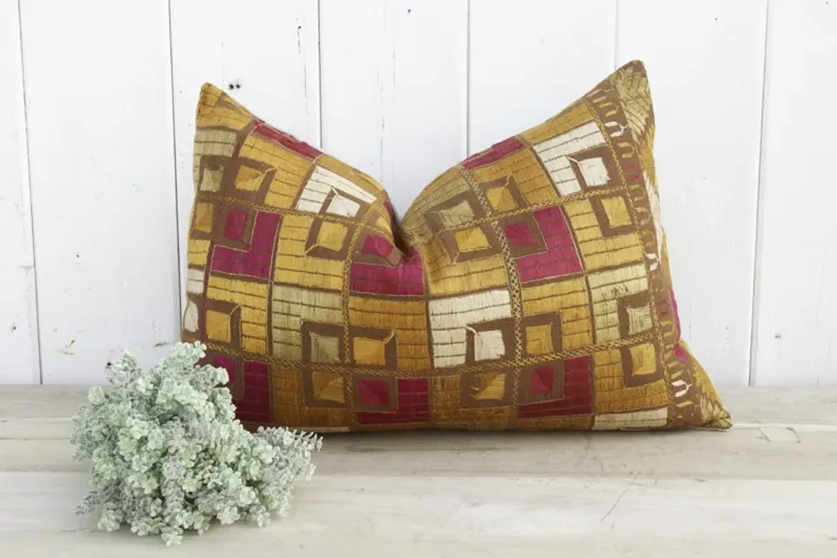 Palash Silk Phulkari Pillow - de-cor