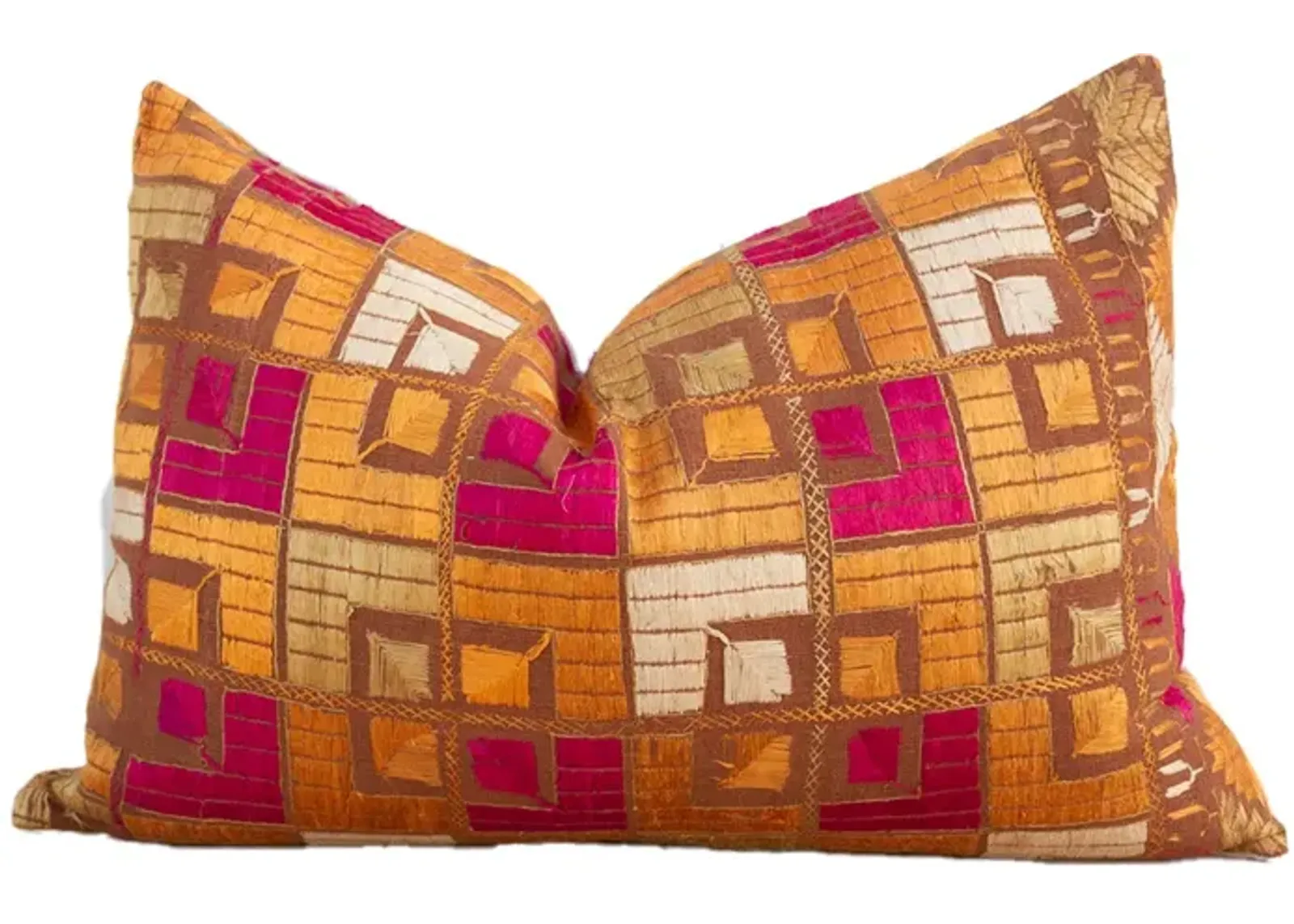 Palash Silk Phulkari Pillow - de-cor