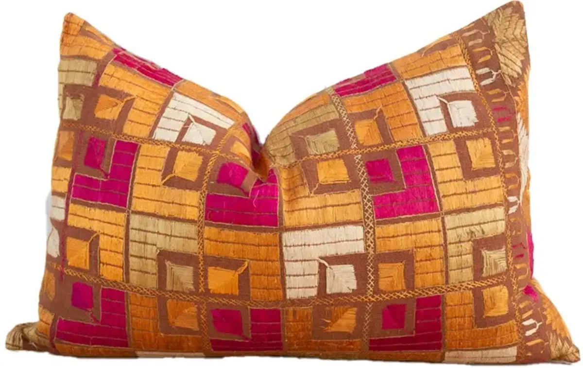 Palash Silk Phulkari Pillow - de-cor