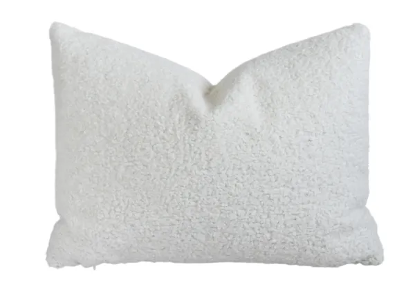 Ivory-Colored Curly Looped Bouclé Pillow