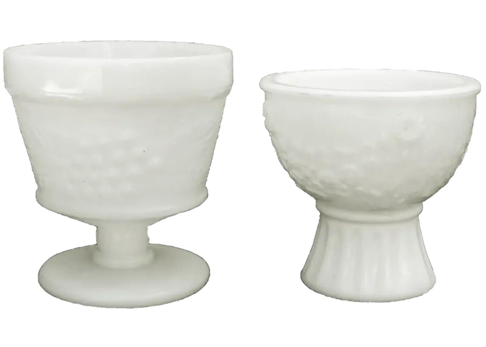 1950s Milk Glass Coupes / Planters - Set of 2 - Chez Vous - White - 3.6" w x 3.75" h