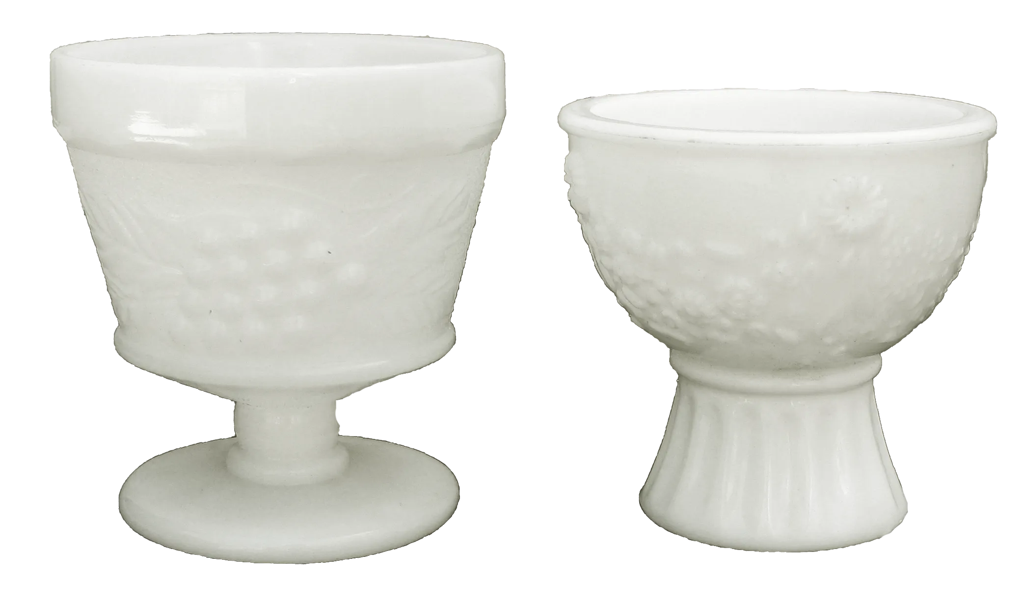 1950s Milk Glass Coupes / Planters - Set of 2 - Chez Vous - White - 3.6" w x 3.75" h