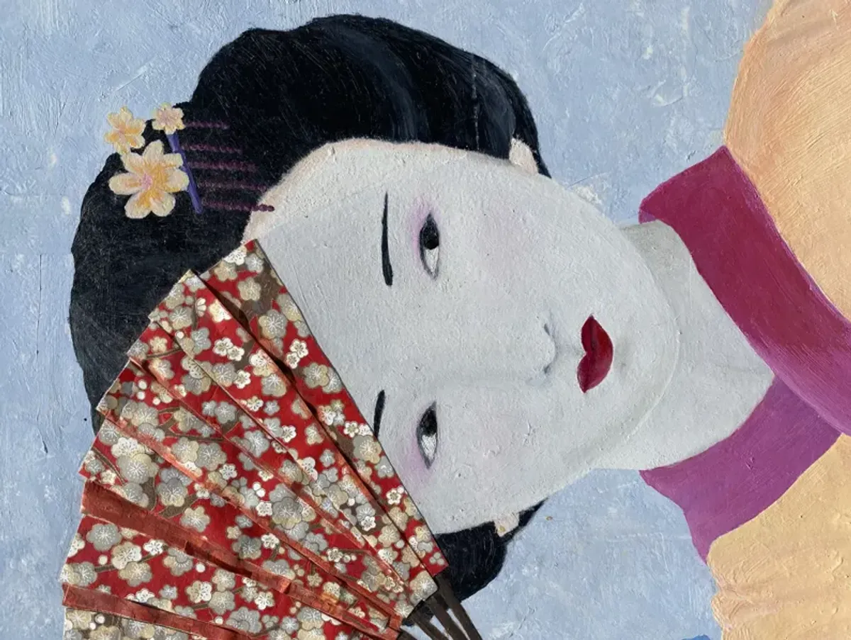 'Geisha with Fan' by Liza Anglia Bebon - McNaught Fine Art