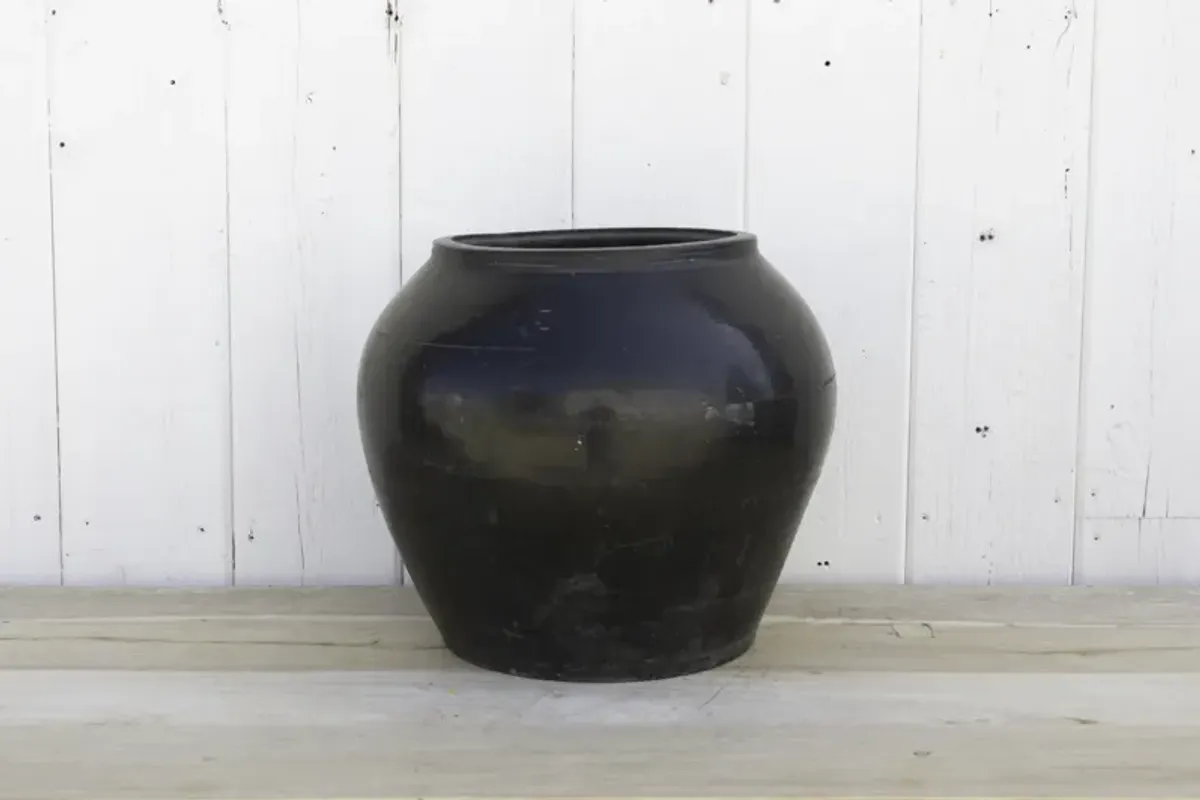 Black Rustic Clay Water Pot - de-cor