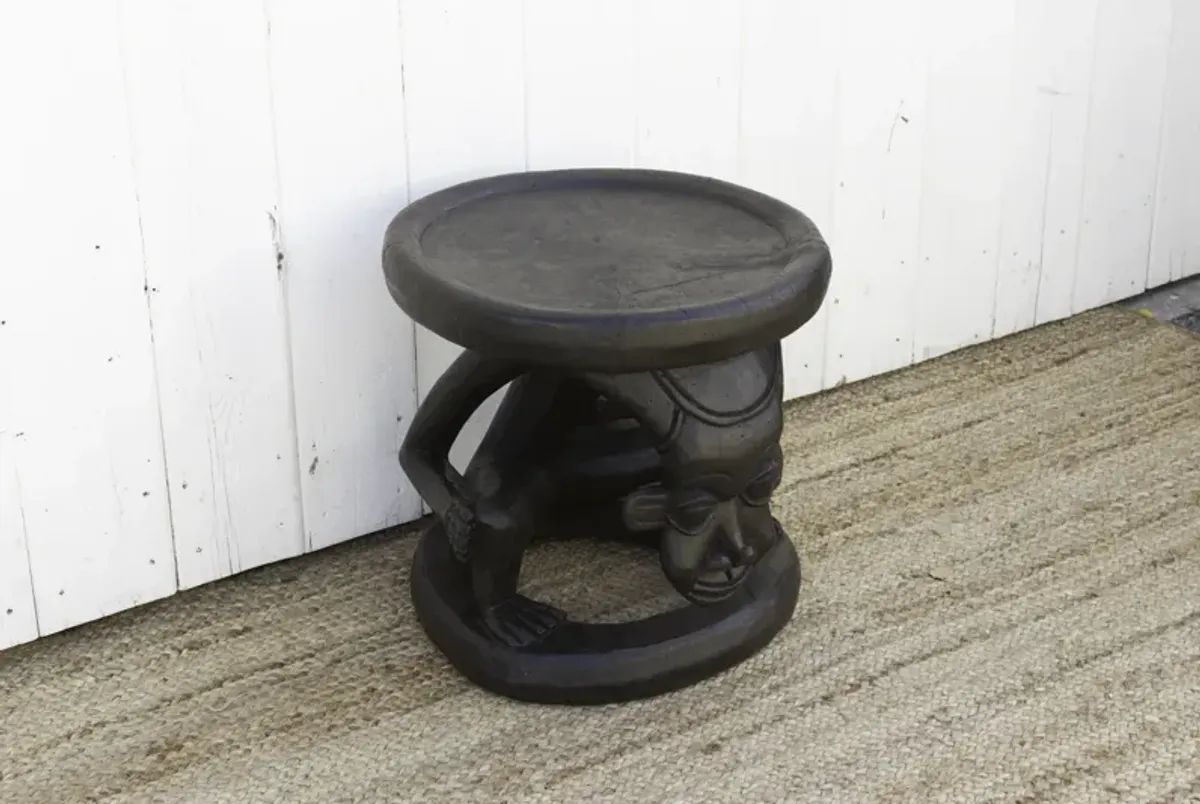 Ebonized Tribal African End Table - de-cor - Brown