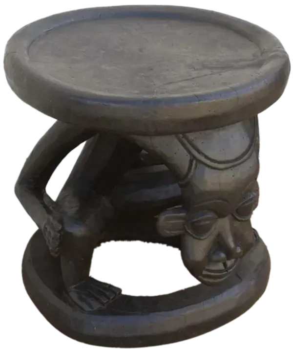Ebonized Tribal African End Table - de-cor - Brown