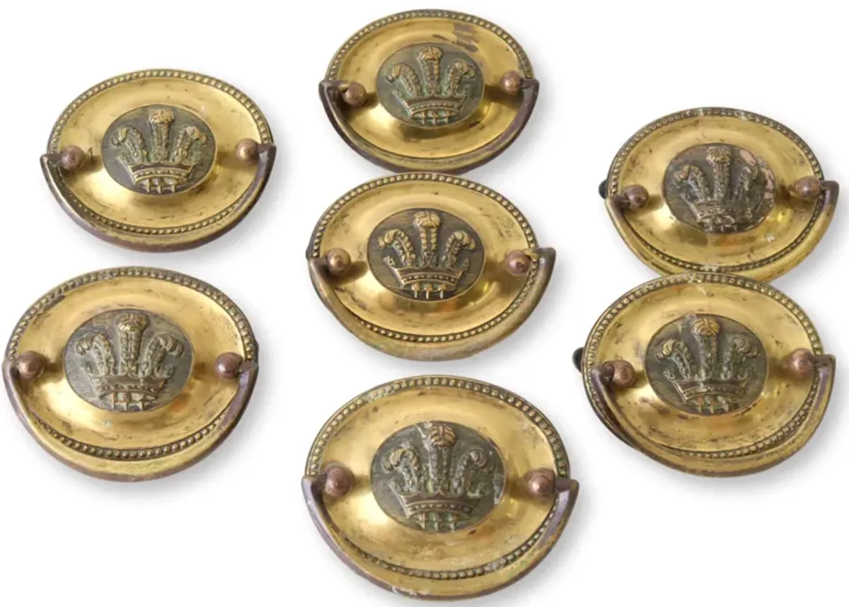 Prince of Wales Plume Drawer Pulls - Set of 7 - New England Mercantile - Gold