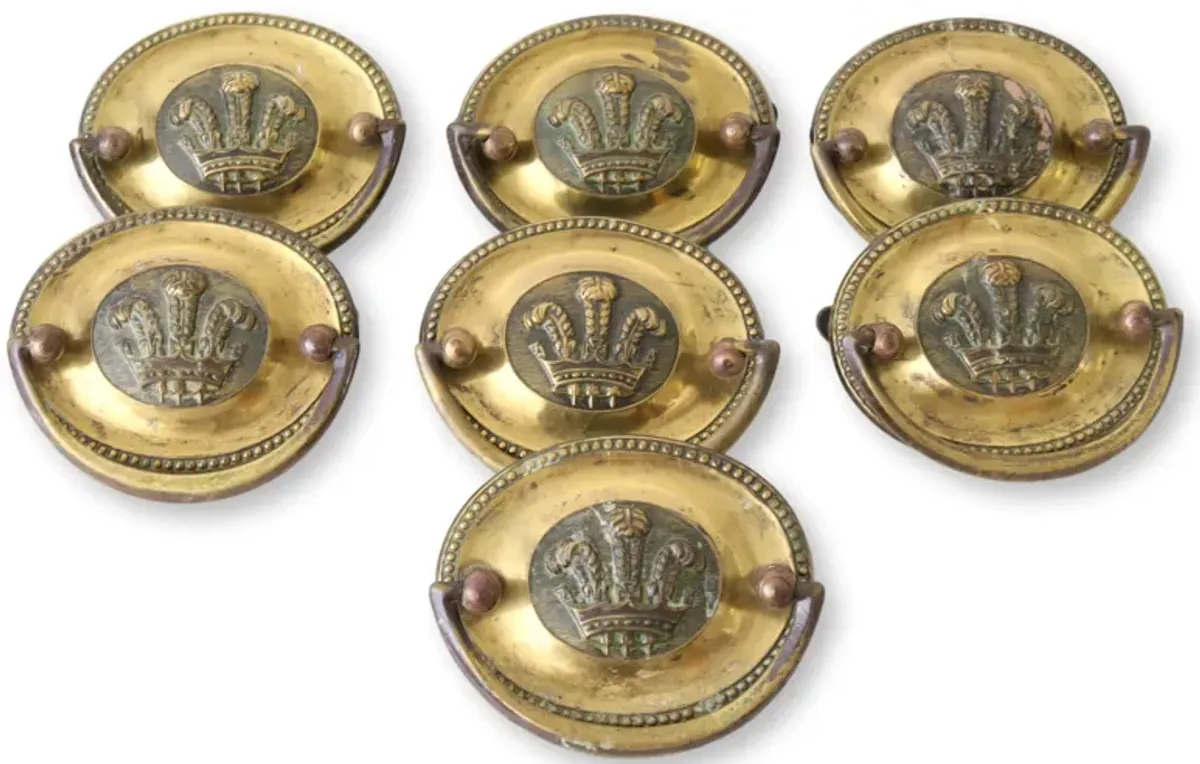 Prince of Wales Plume Drawer Pulls - Set of 7 - New England Mercantile - Gold