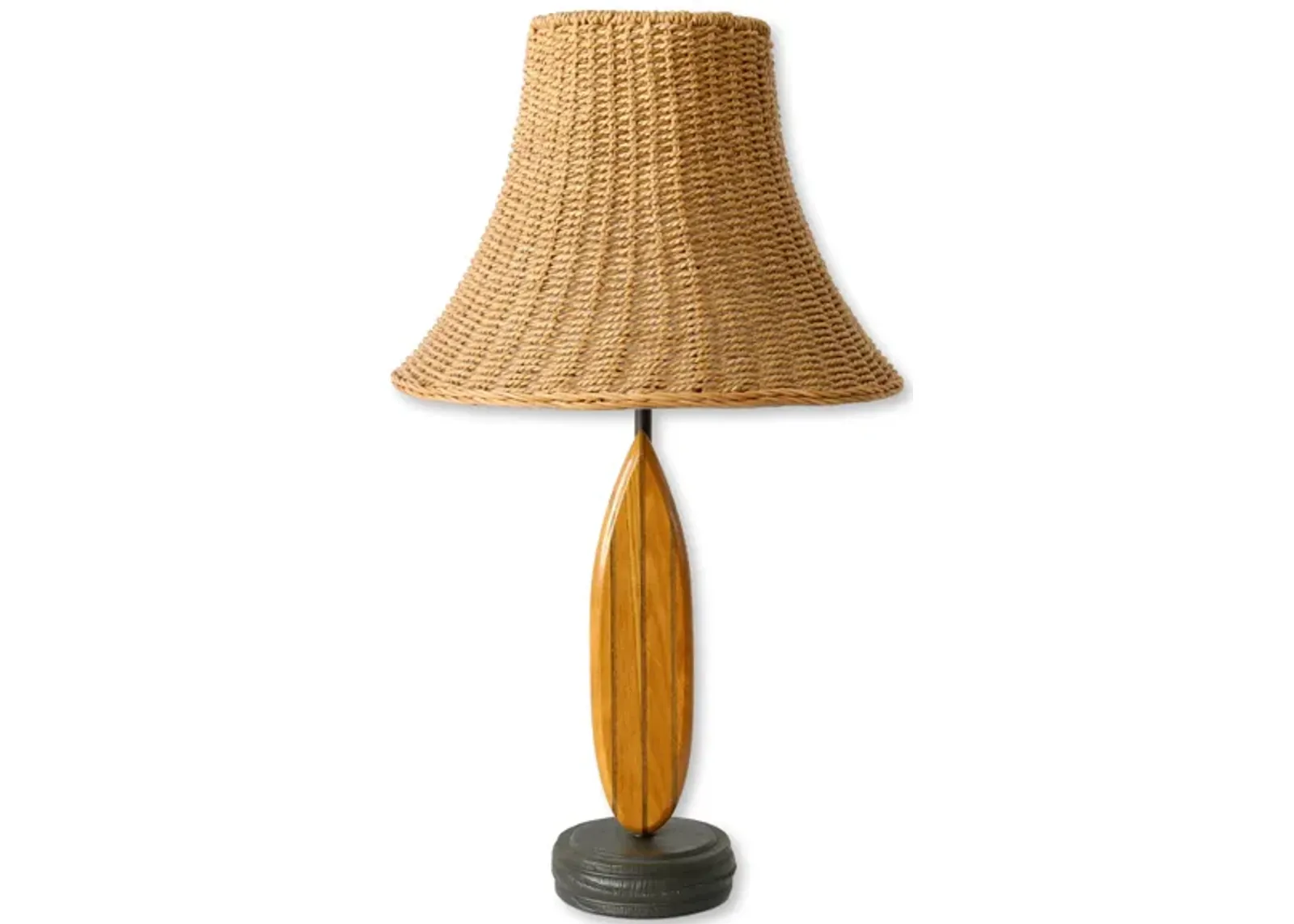 Vintage Surfboard Lamp with Wicker Shade - The Queens Landing