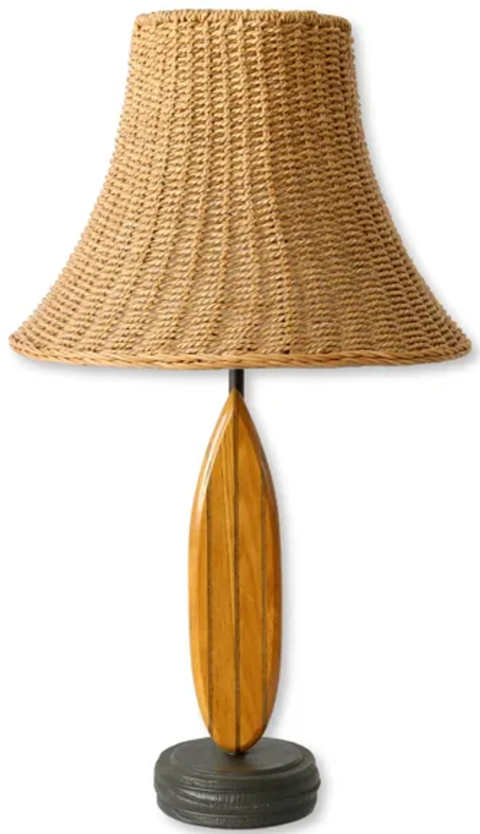 Vintage Surfboard Lamp with Wicker Shade - The Queens Landing