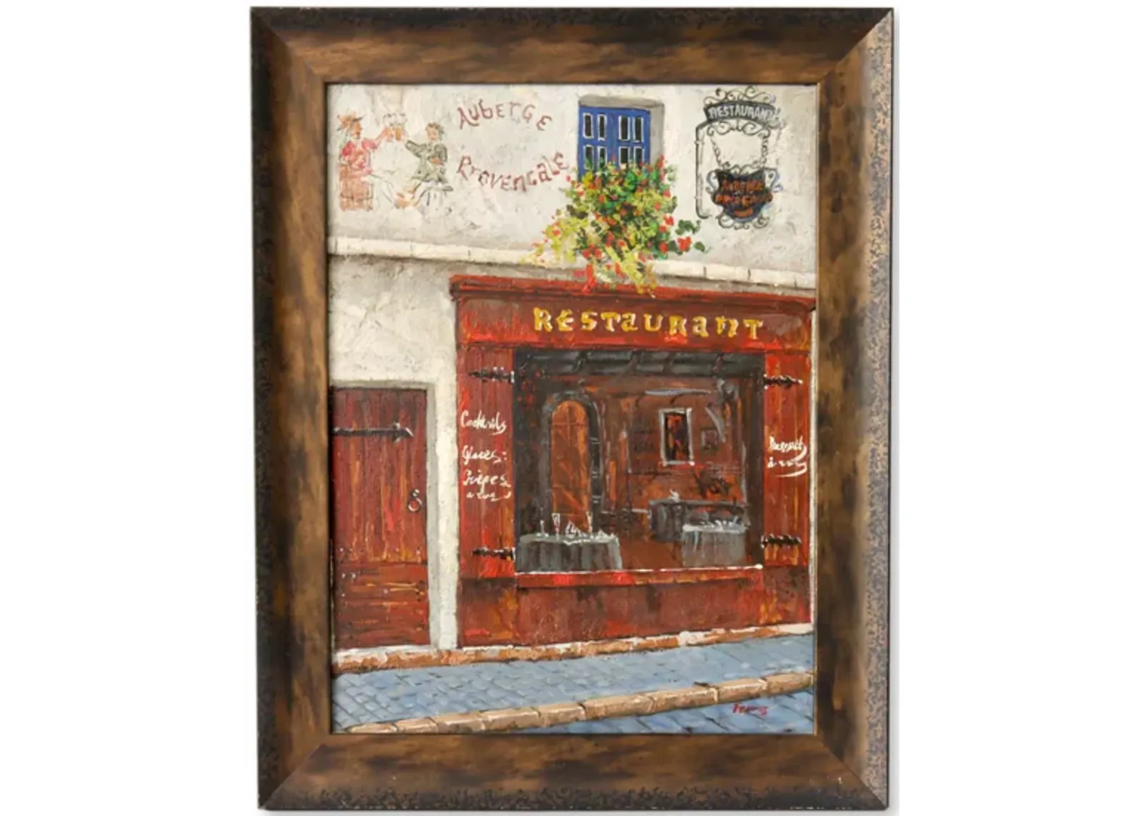 Vintage Paris Street Scene Painting - Rose Victoria - Brown