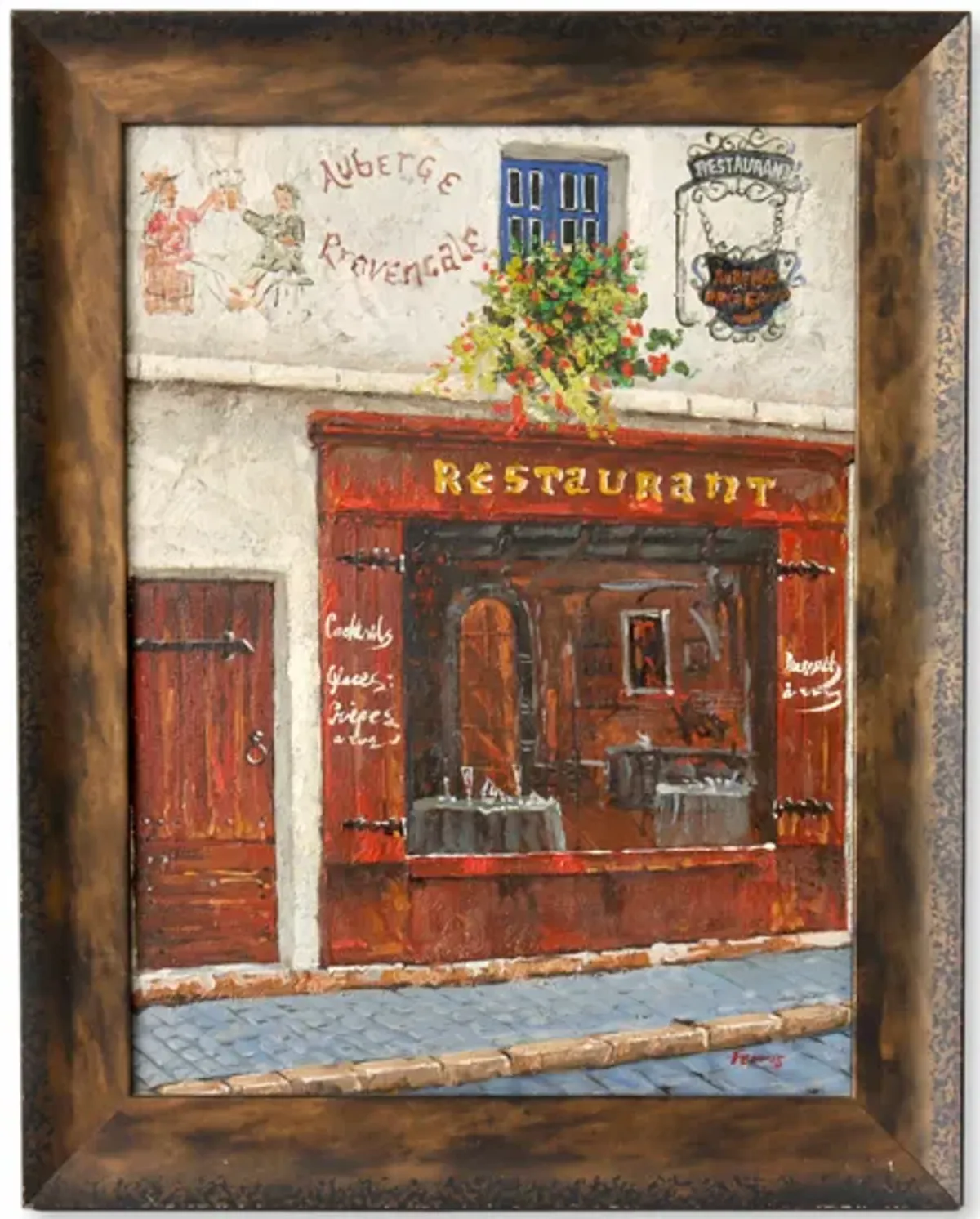 Vintage Paris Street Scene Painting - Rose Victoria - Brown