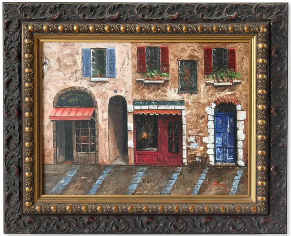 Vintage Paris Street Scene Painting - Rose Victoria - Black