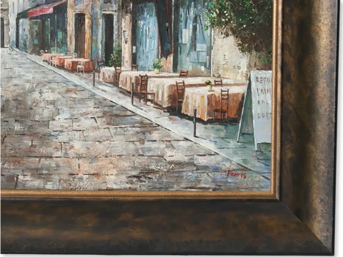 Vintage Paris Street Scene Painting - Rose Victoria - Brown