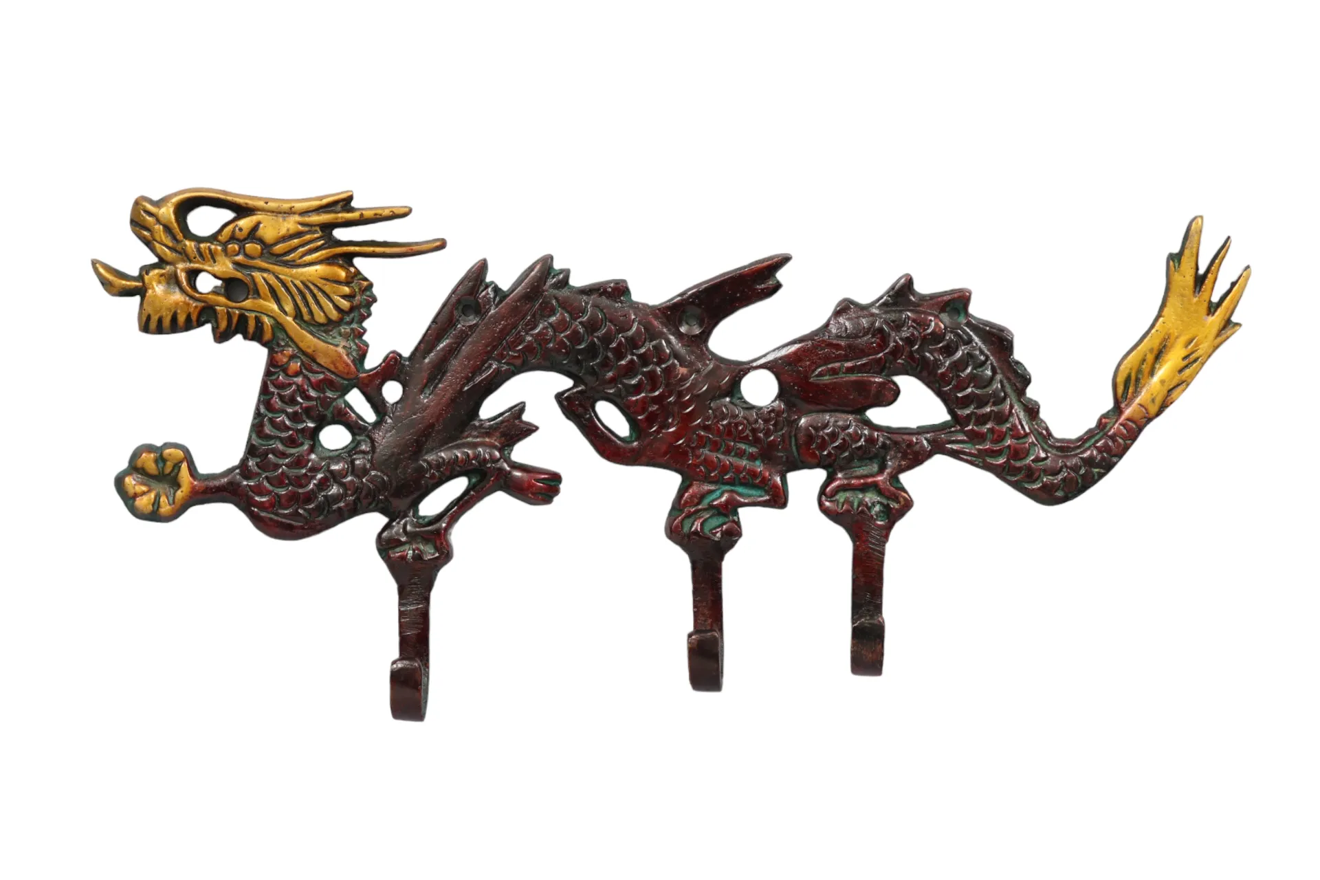 Brick Red Brass Dragon Wall Hooks - Interesting Things