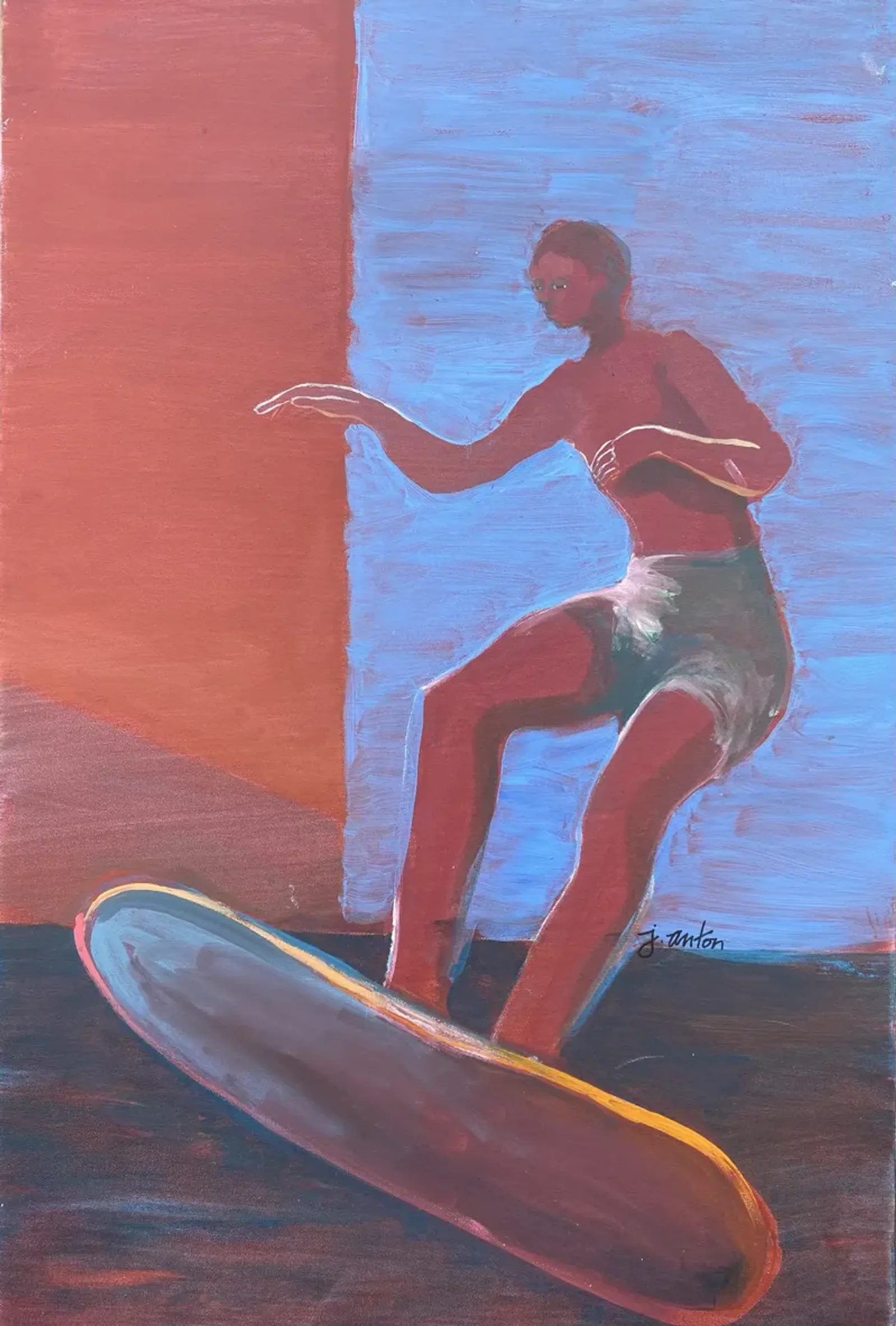 Surfer in Red by Judy Anton - 1980's - McNaught Fine Art