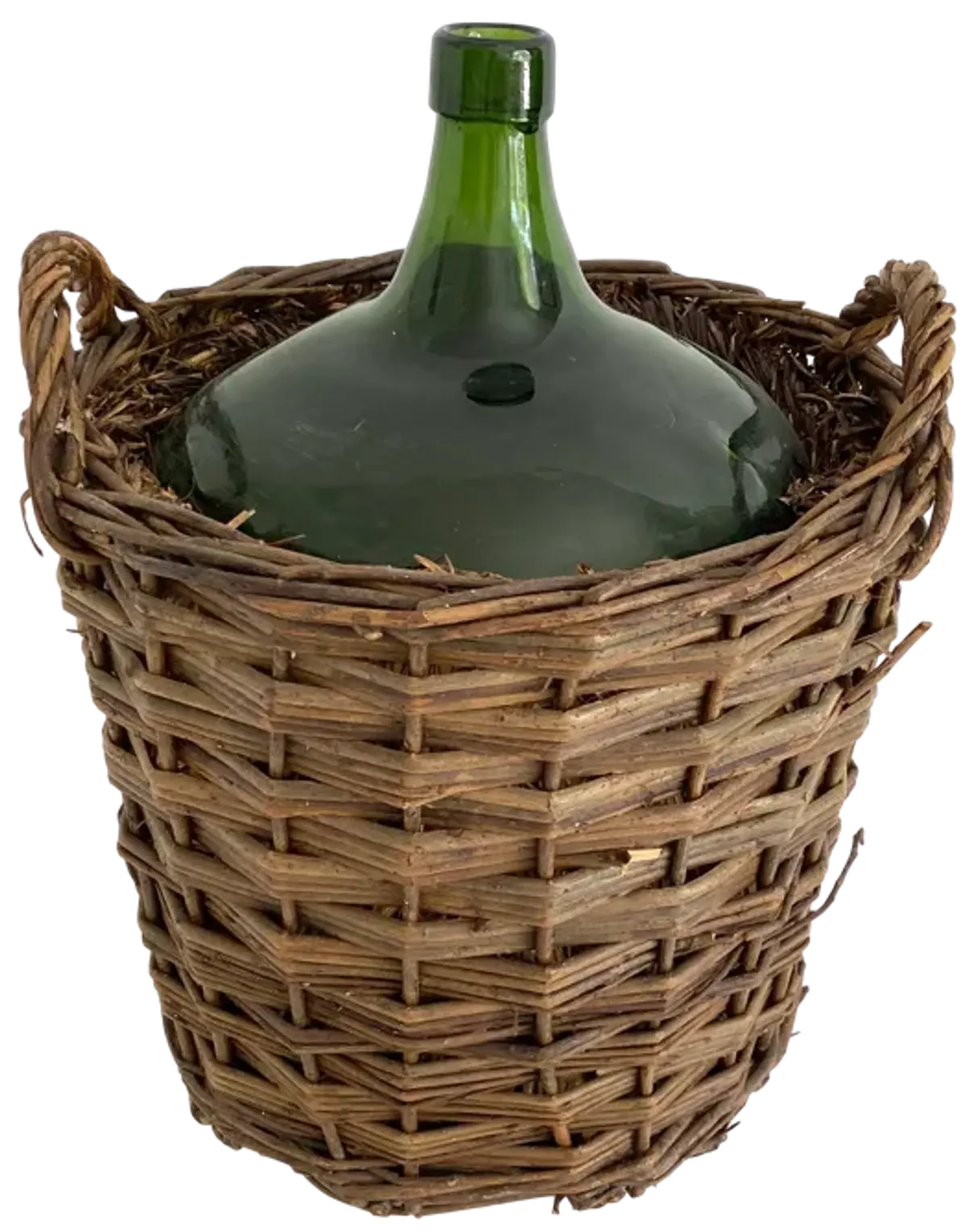 French Demijohn in Willow Handled Basket - Ballyhoo - Brown