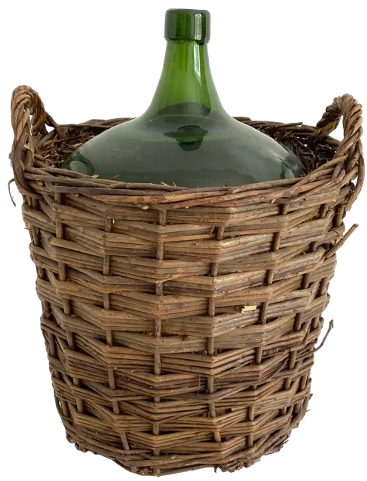 French Demijohn in Willow Handled Basket - Ballyhoo - Brown