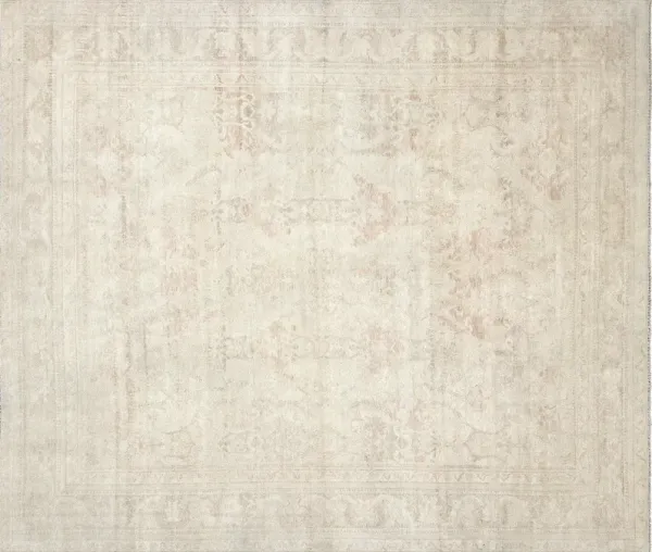 1980s Turkish Oushak Rug - 7'10" x 9'7" - Nalbandian - White - White