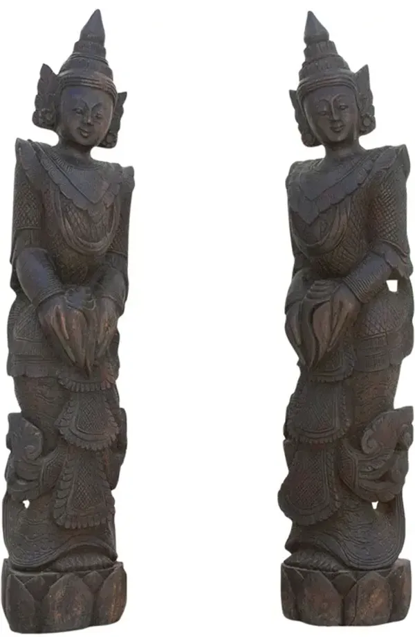 Set of Two, Stunning Bali Carved Statues