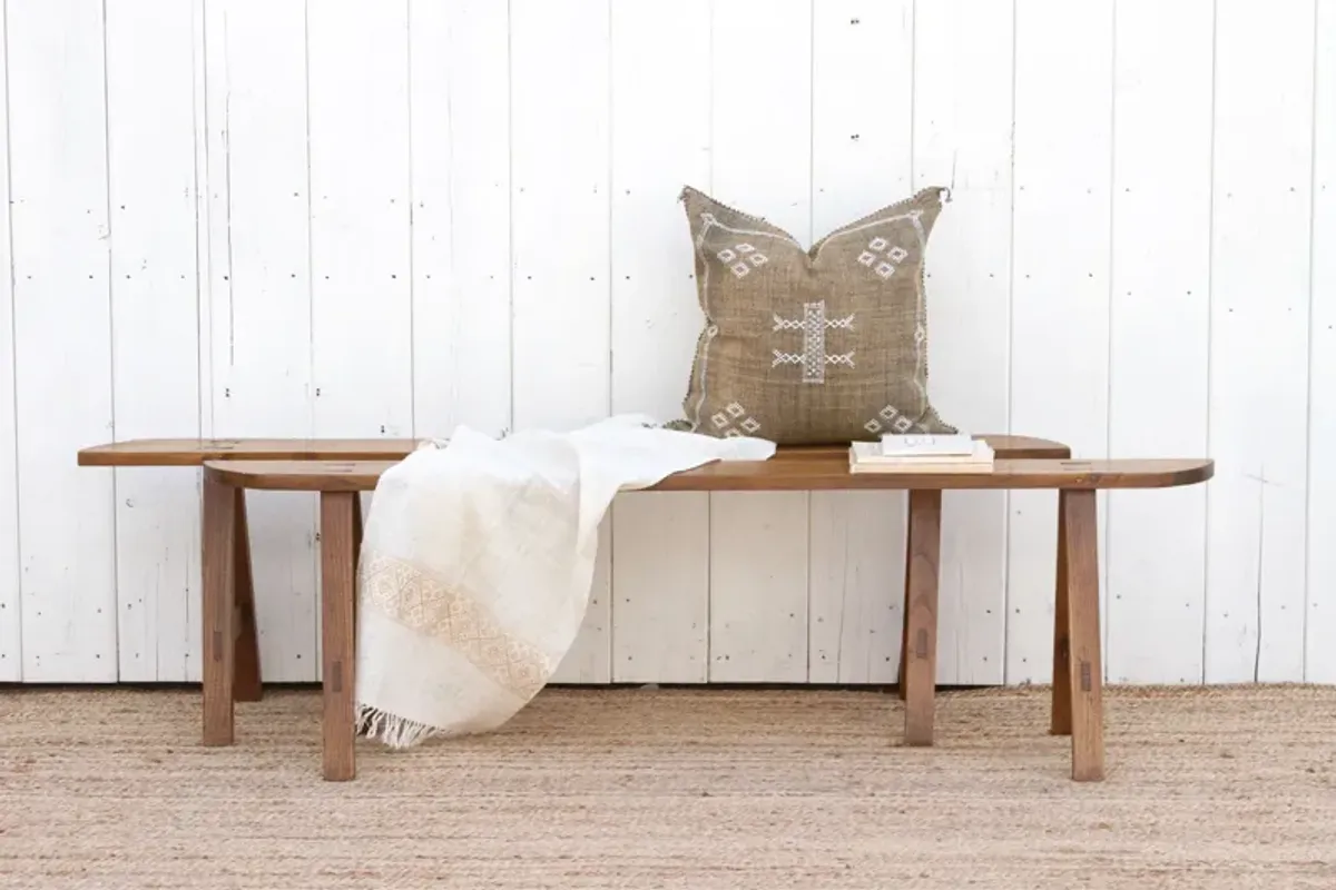 Pair of French Farmhouse Oak Benches - de-cor - Brown