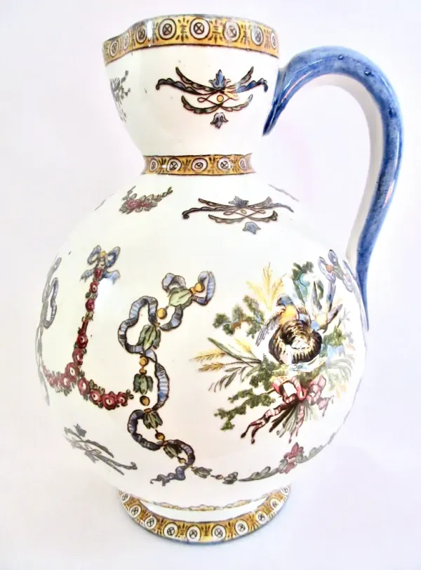 Antique Gien French Faience Pitcher - The Emporium Ltd. - Blue