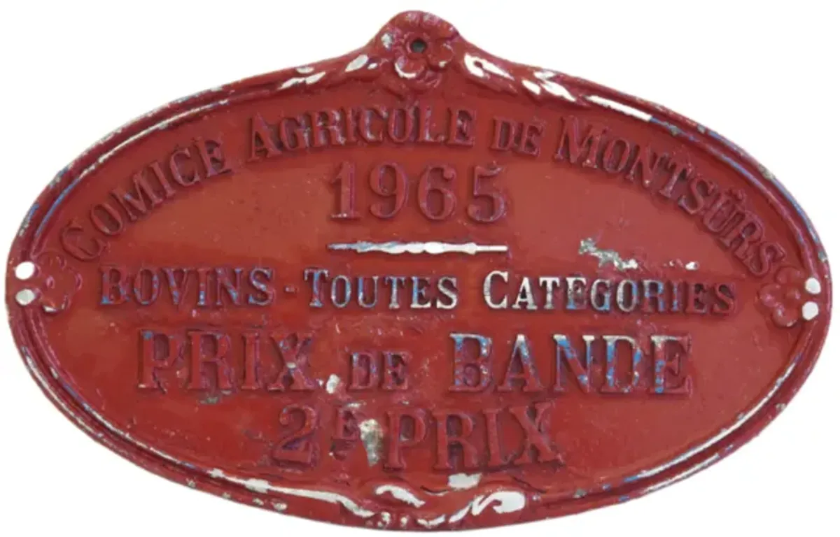 1965 French Prize Award Trophy Plaque - red