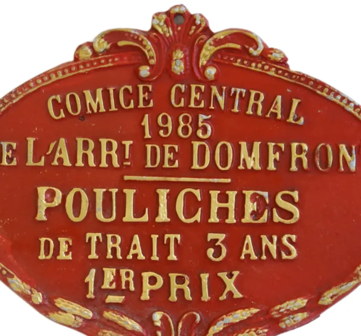 1985 French Prize Award Trophy Plaque - red