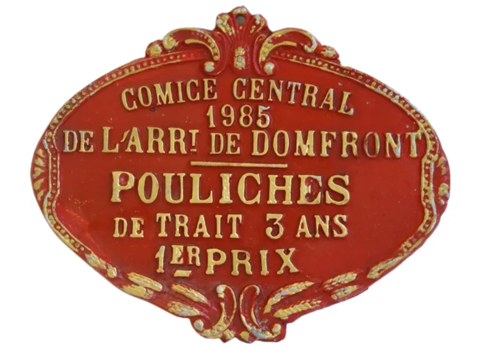 1985 French Prize Award Trophy Plaque - red