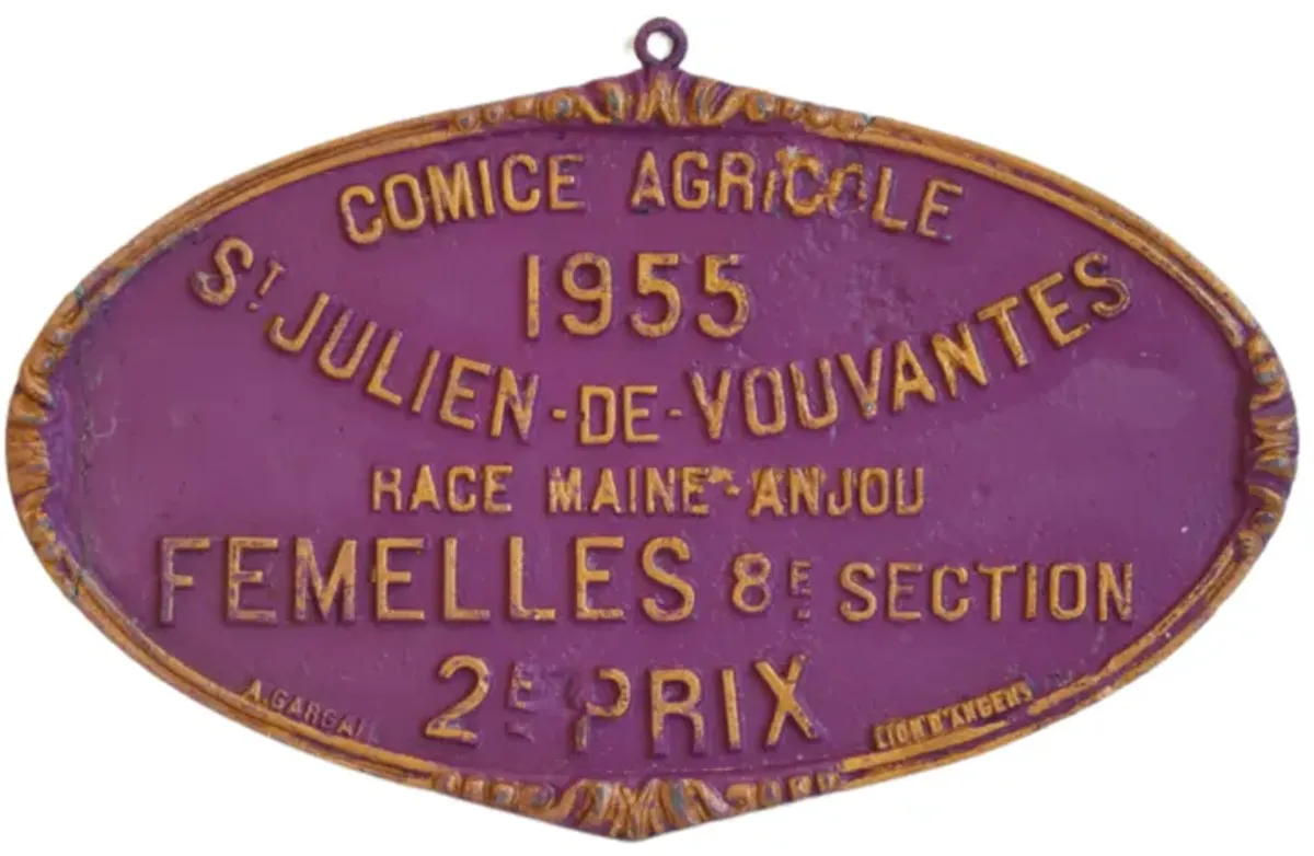 1955 French Prize Award Trophy Plaque - purple