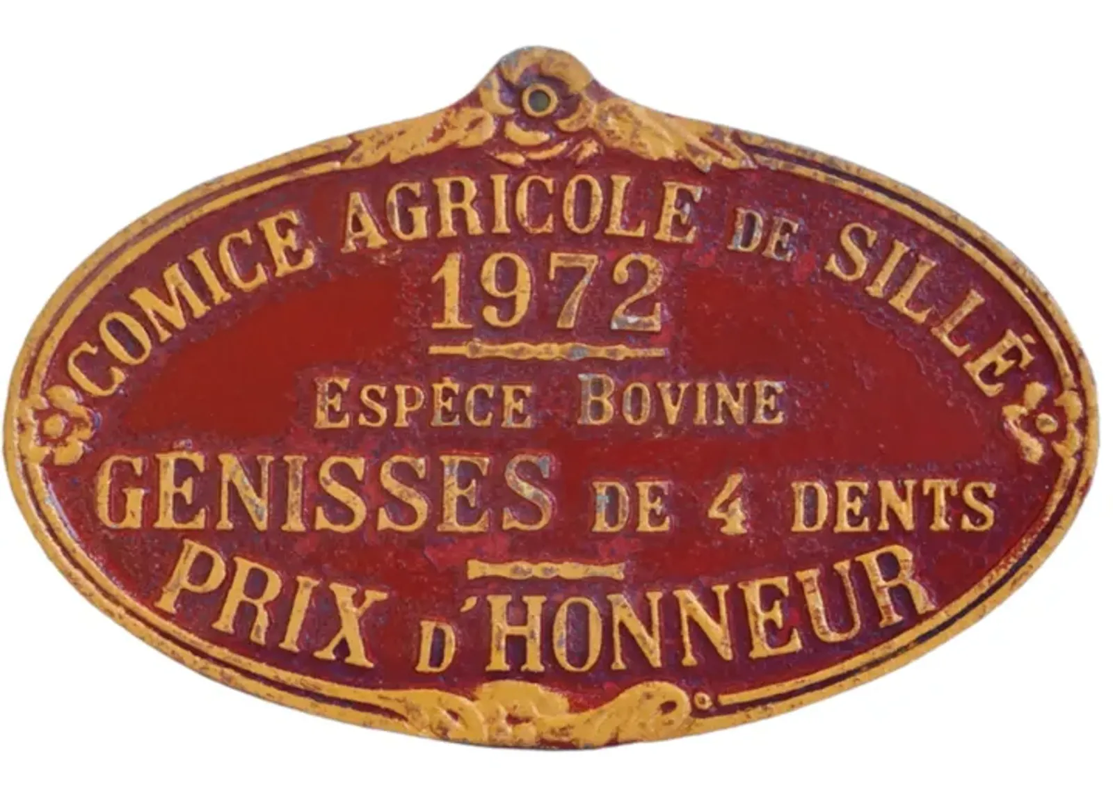 1972 French Prize Award Trophy Plaque - red