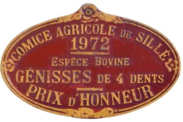 1972 French Prize Award Trophy Plaque - Red