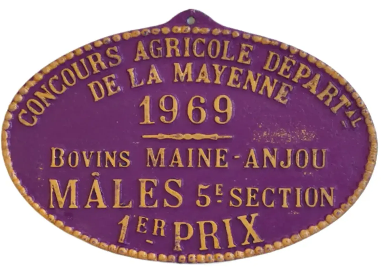 1969 French Prize Award Trophy Plaque - purple