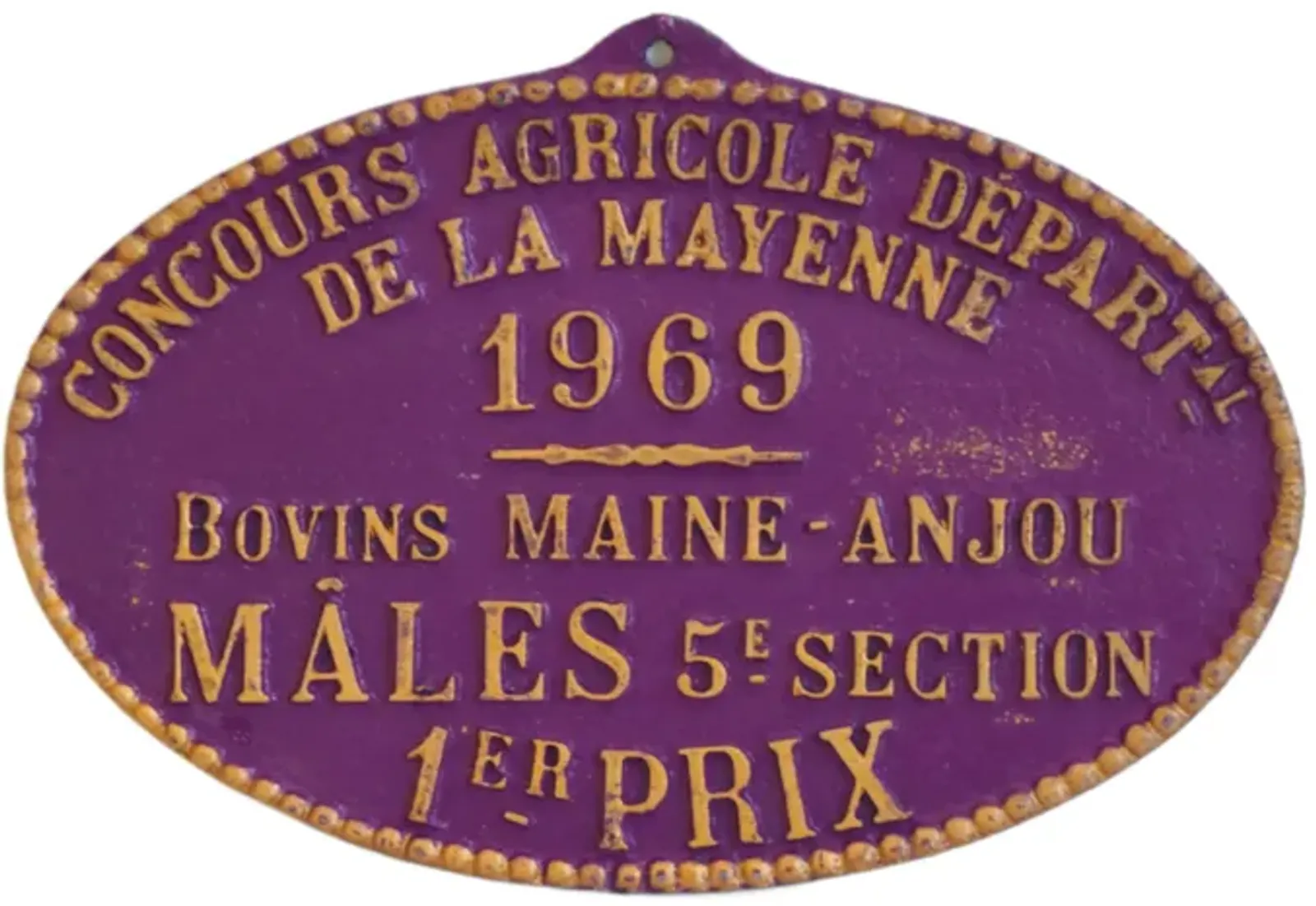 1969 French Prize Award Trophy Plaque - purple