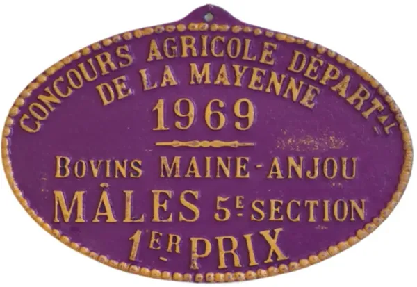 1969 French Prize Award Trophy Plaque - Purple