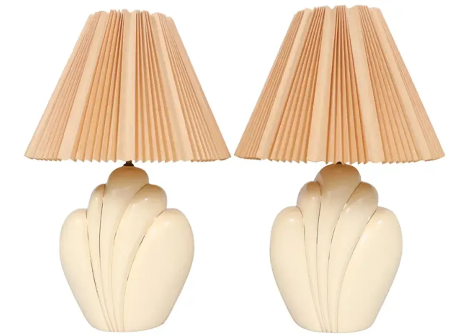 Sculptural Ceramic Table Lamps - a Pair - Interesting Things - Beige