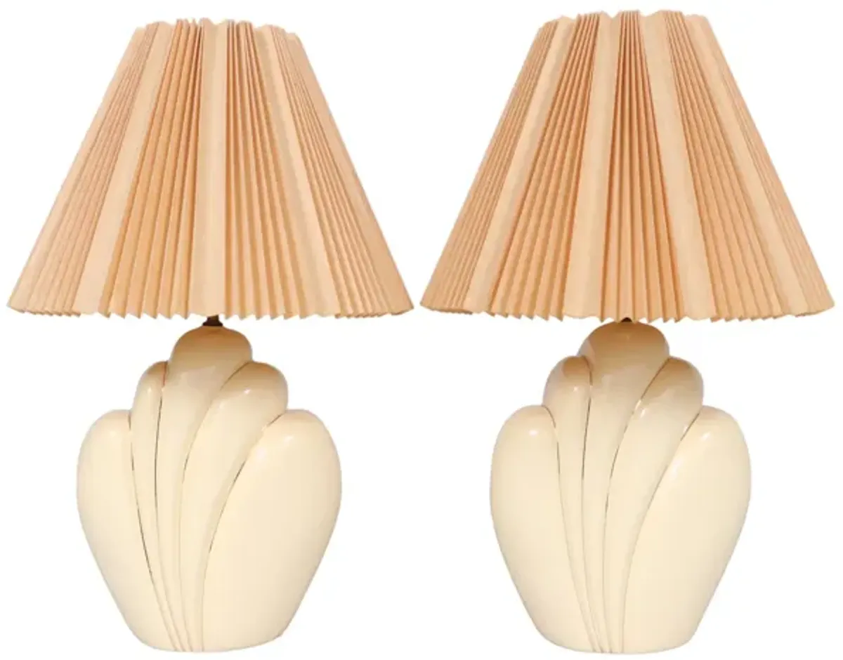 Sculptural Ceramic Table Lamps - a Pair - Interesting Things - Beige