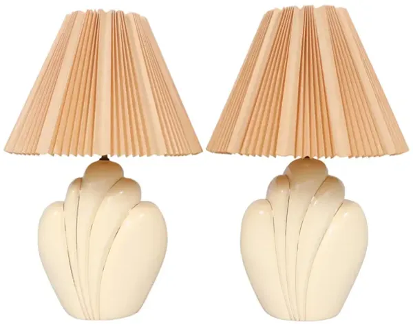 Sculptural Ceramic Table Lamps - a Pair - Interesting Things - Beige