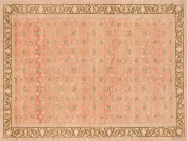 1960s Turkish Oushak Rug - 7' x 9'1" - Nalbandian - Orange - Orange