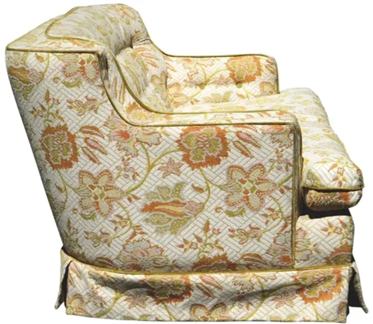 Chinoiserie Floral Tufted Loveseat Sofa