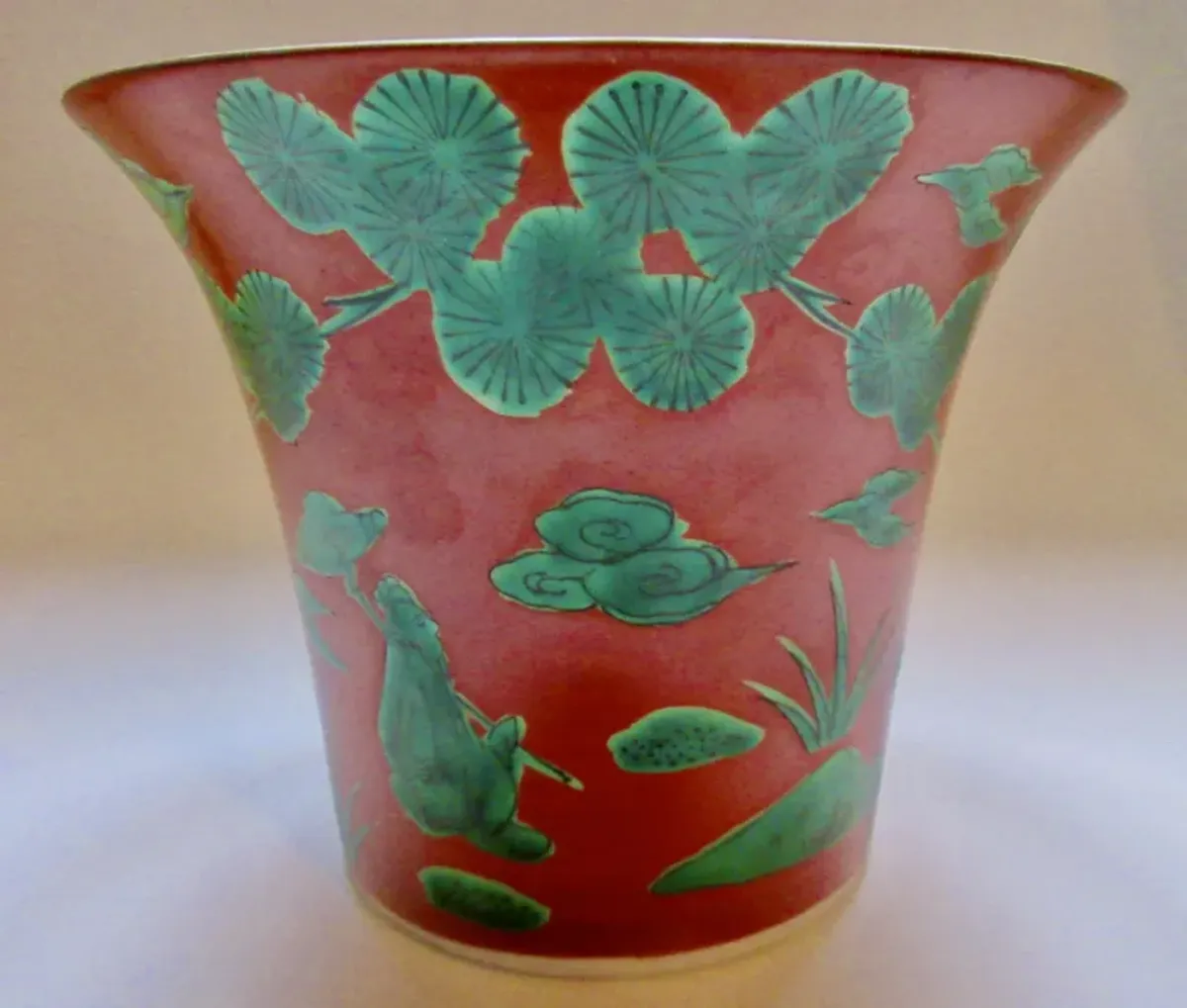 Japanese Porcelain Cachepot - Red