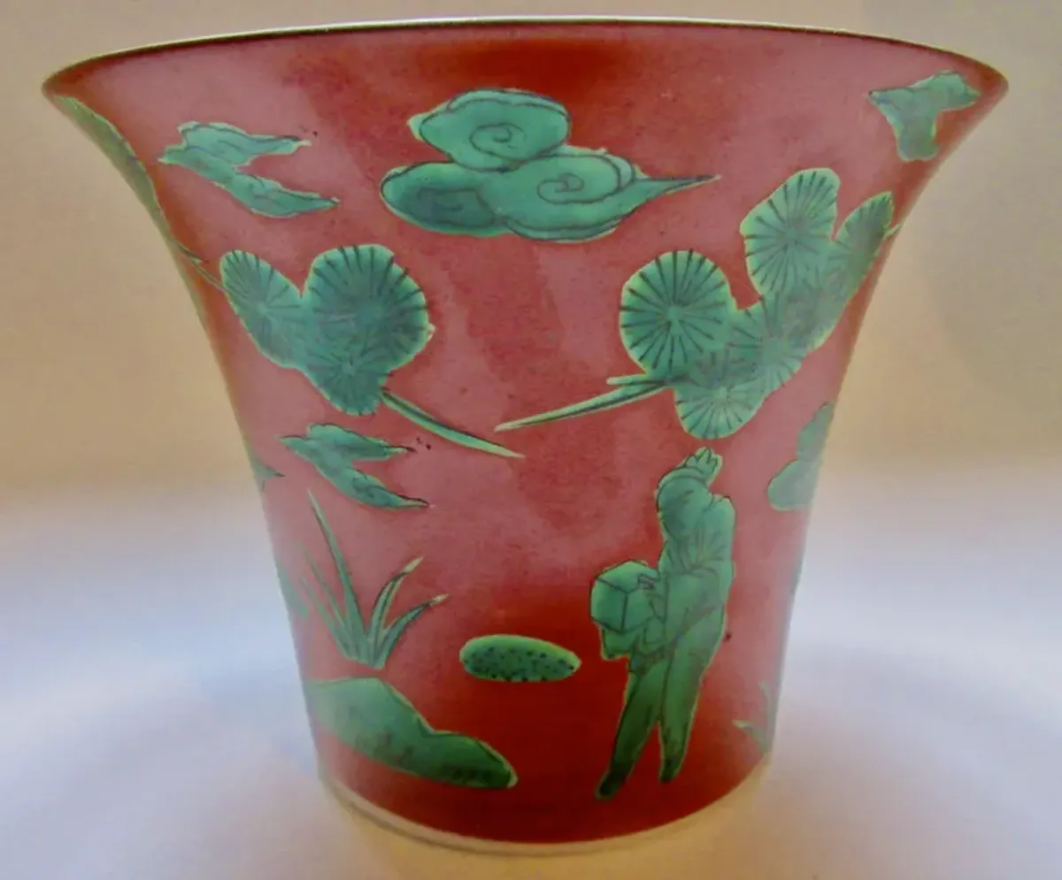 Japanese Porcelain Cachepot - Red