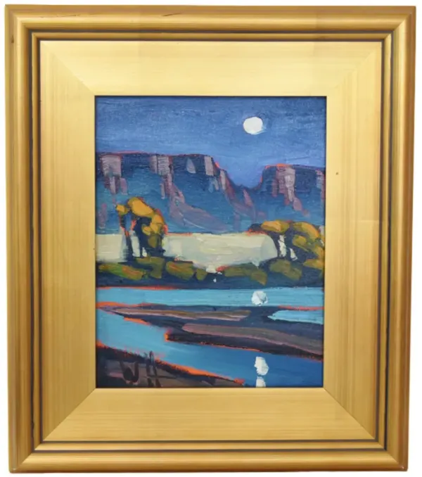 Wm. Hawkins - Moonlight Canyon & River - Blue