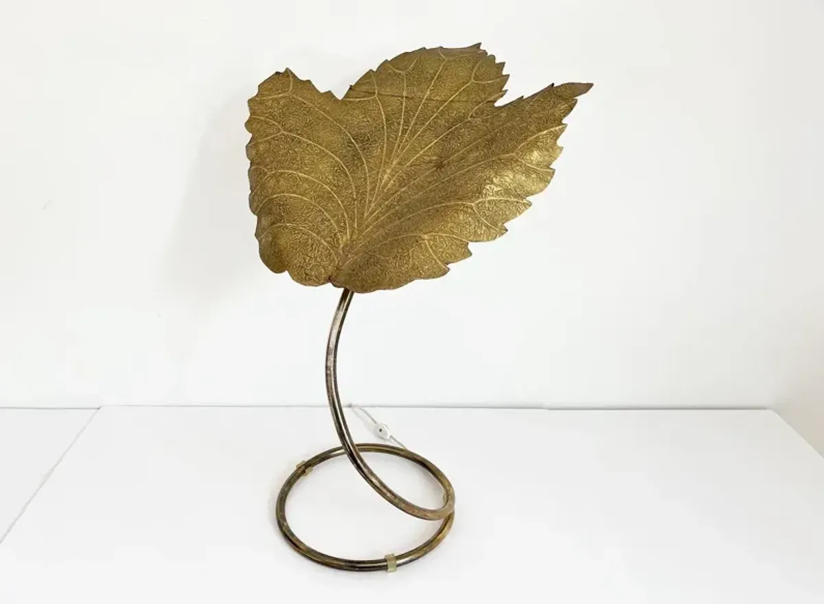 Signed C Jere Leaf Lamp - Gold