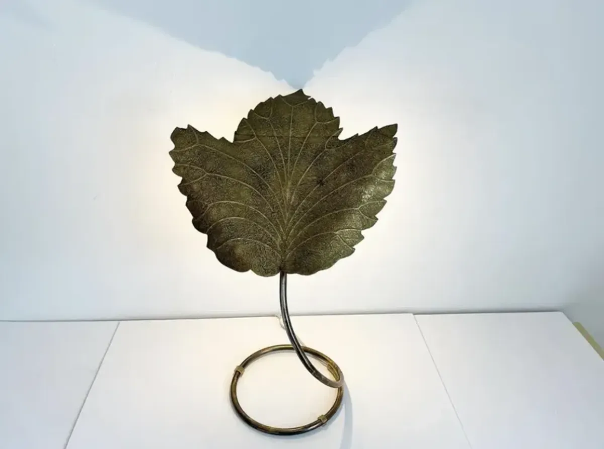 Signed C Jere Leaf Lamp - Gold