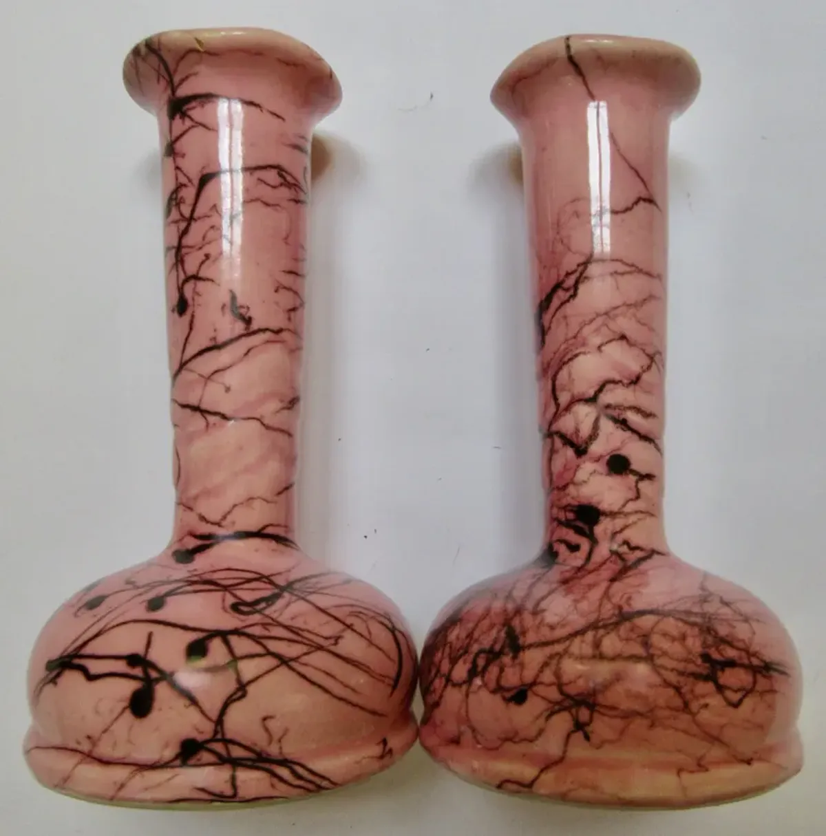 McCoy Spiderweb Vases Pair - Pink